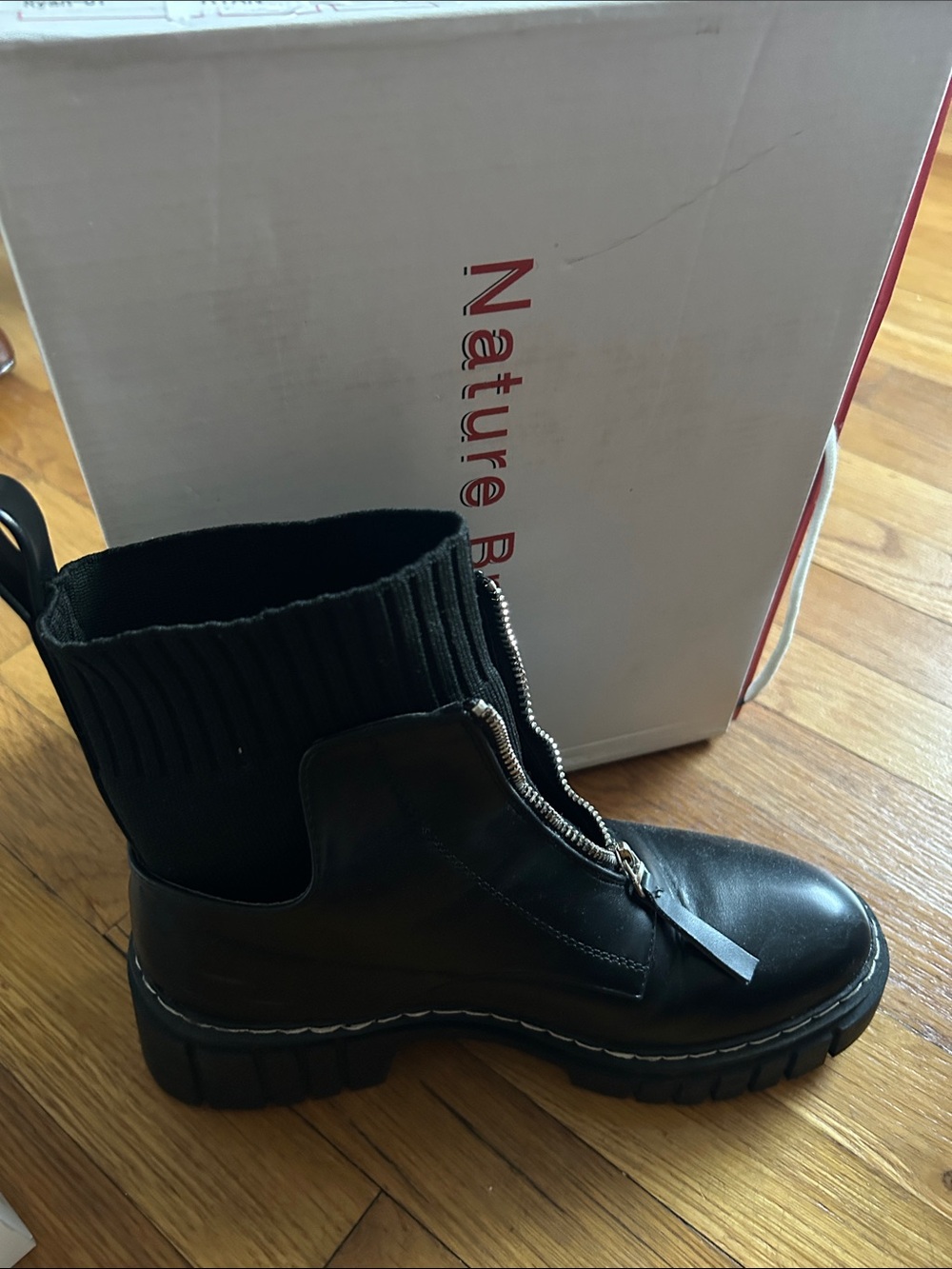 Black  Zip-Front Ankle Boot